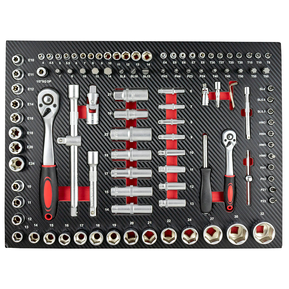 4 TOOL MODULES SET IN CARBON FIBER FINISH - RED