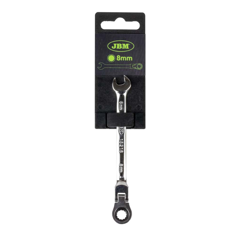 FLEX-RATCHETING COMBINATION WRENCH SPANNER 8MM - MIRROR FINISH