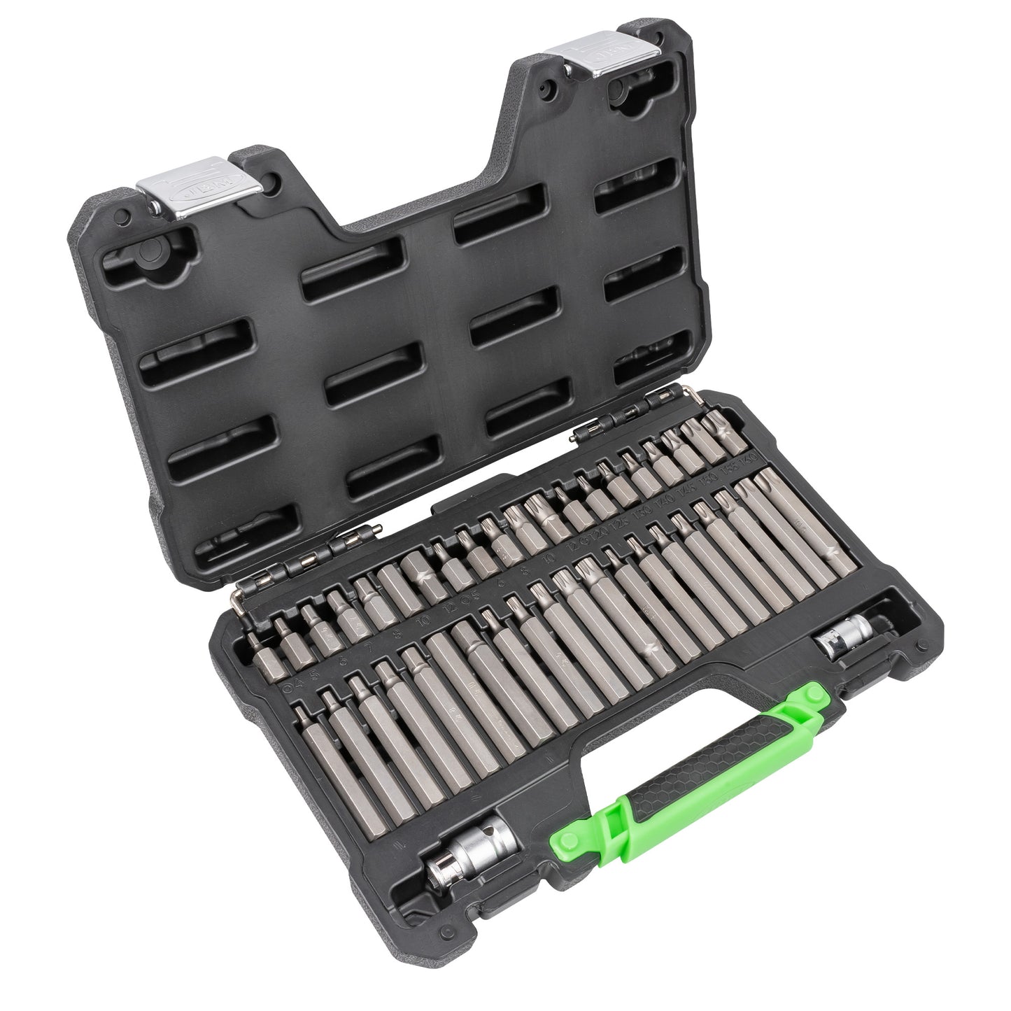 42 PIECES MECHANICS BIT SET HEX, 12-POINT, TORX AND RIBE