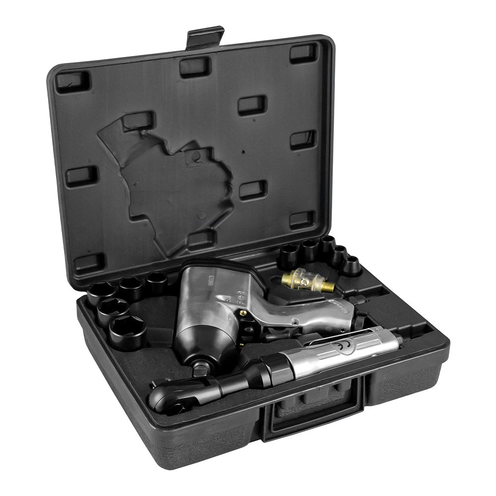 16 PIECES AIR WRENCH AND RATCHET SET 1/2"