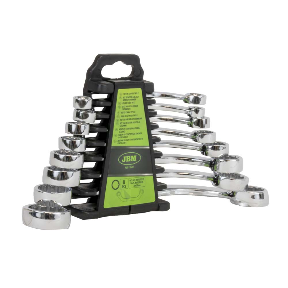 8 PIECES 12-POINT STARTER & BLOCK WRENCH SPANNER SET
