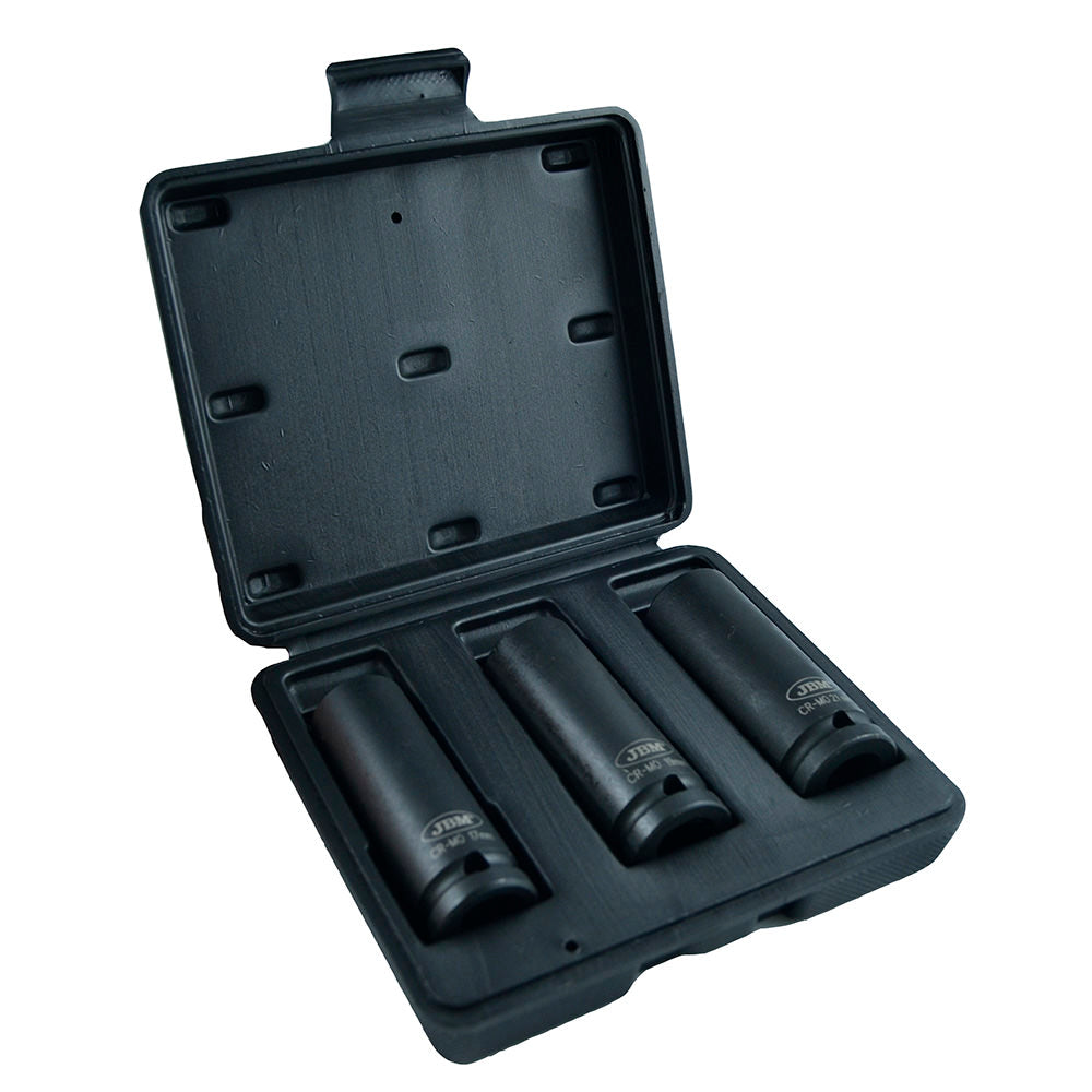 3 PIECE 1/2" HEXAGONAL LONG IMPACT SOCKET SET