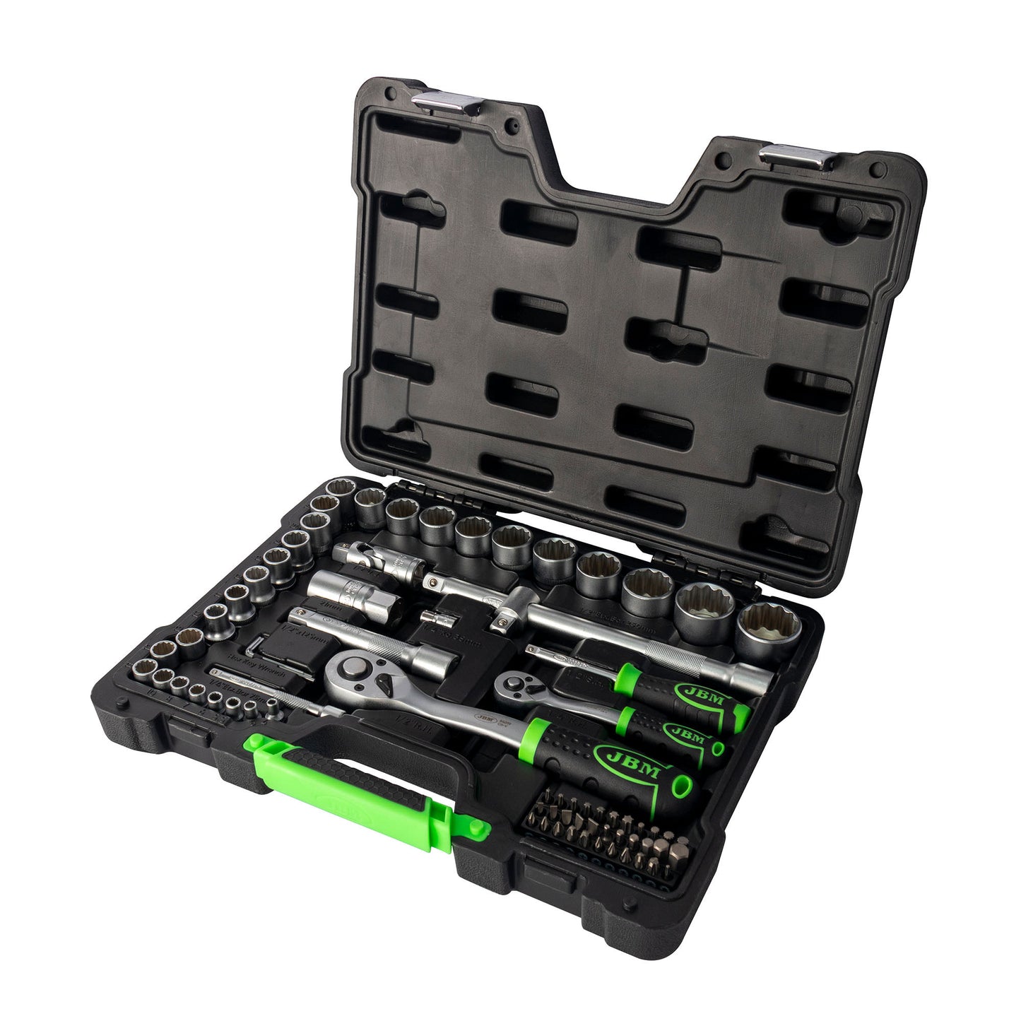 74 PIECES TOOL CASE WITH 12-EDGED SOCKETS - ZINC FINISH