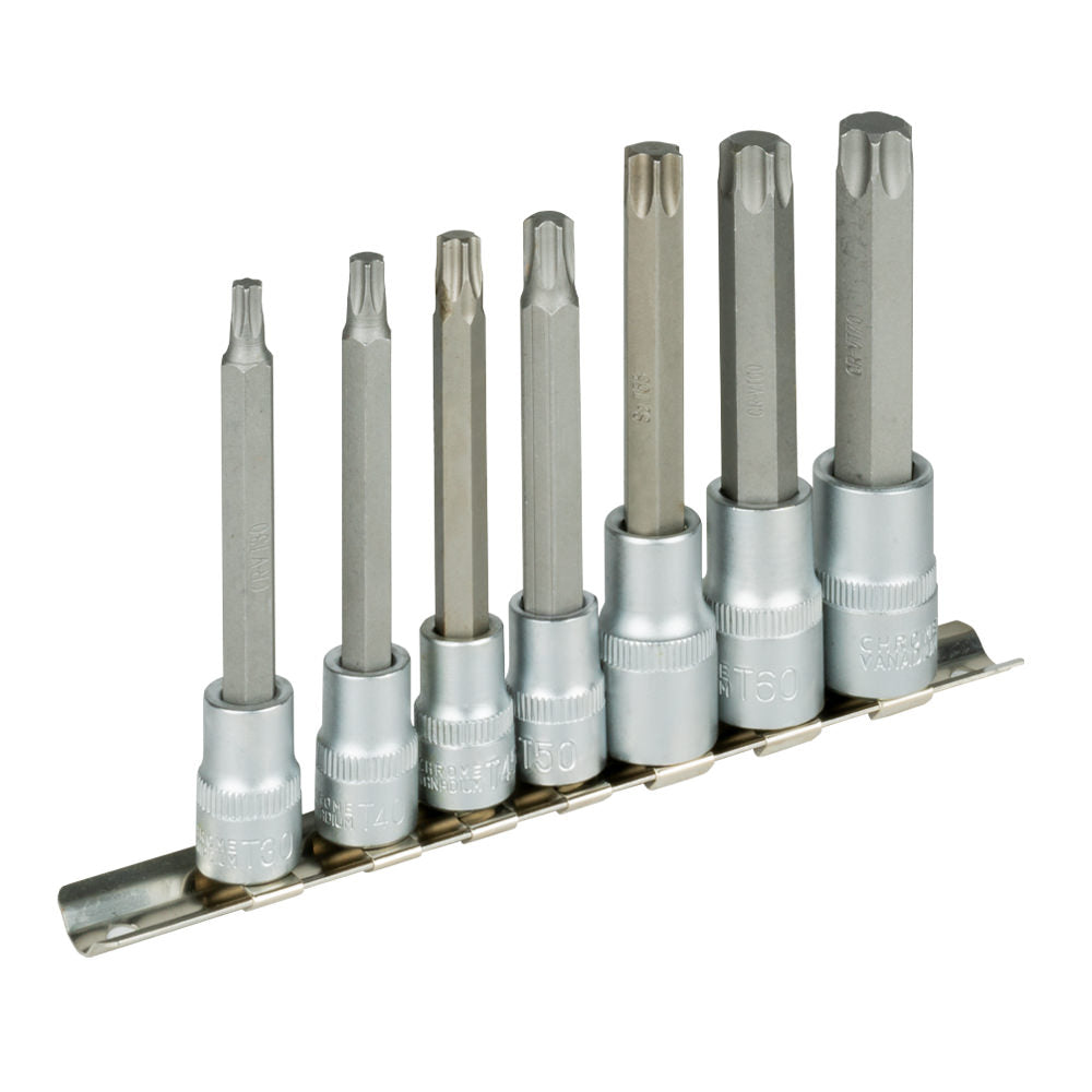 7 PIECES BIT SOCKET SET 3/8" - 1/2" TORX
