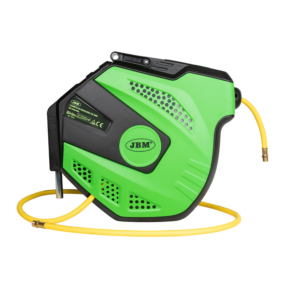 22M AIR HOSE REEL WITH RETRACTABLE - GREEN