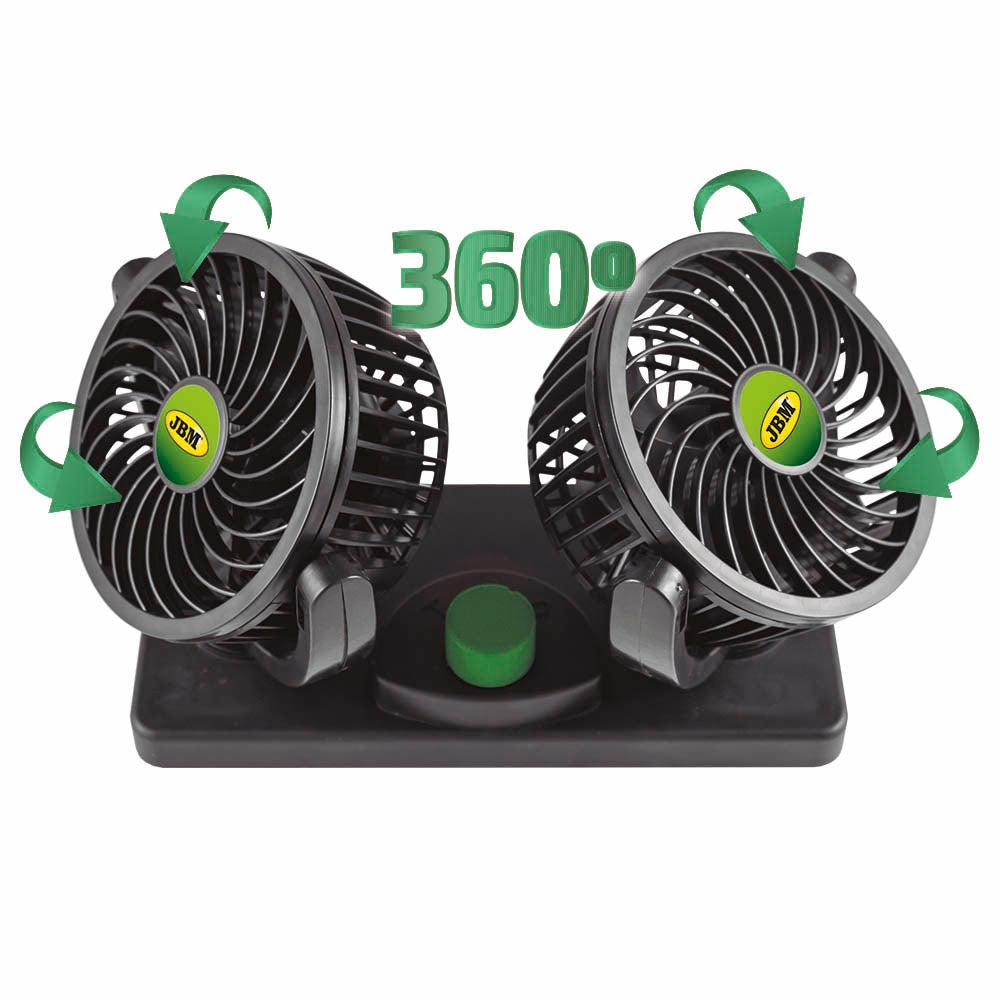 4" DOUBLE HEADED CAR FAN - 12V