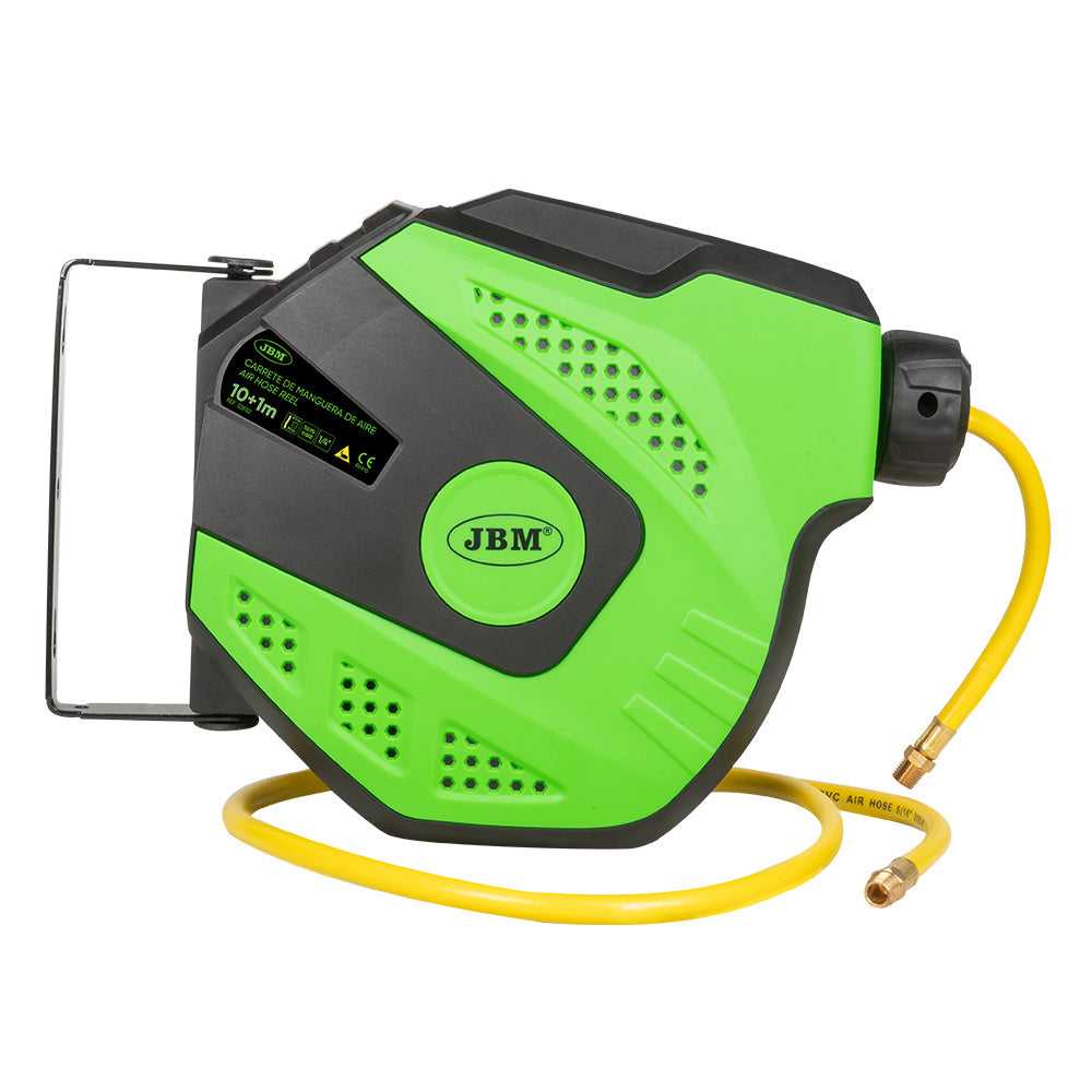 10M+1,5M AIR HOSE REEL WITH RETRACTABLE - GREEN