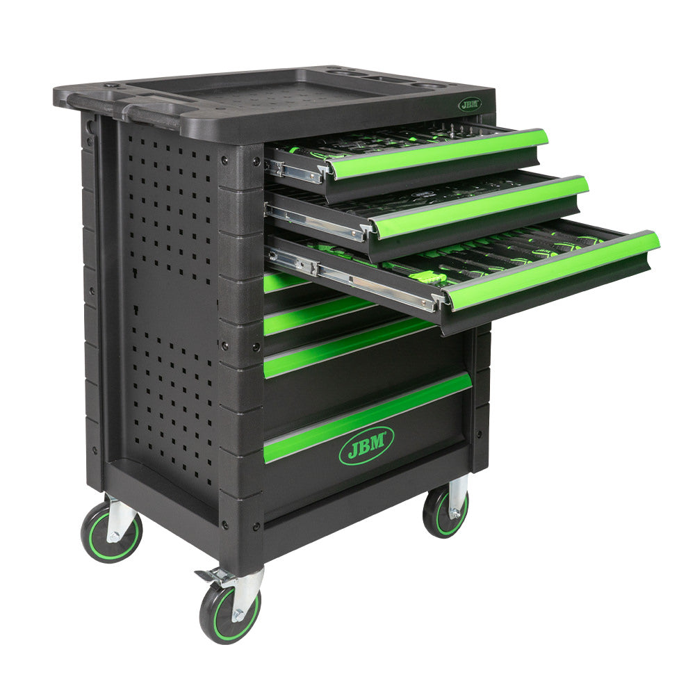7 DRAWER TOOL TROLLEY - GREEN - TOOLS INCLUDED