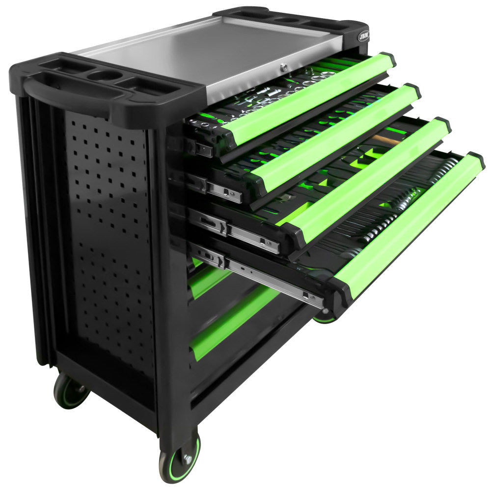 7 DRAWER TOOL TROLLEY XL - GREEN - TOOLS INCLUDED