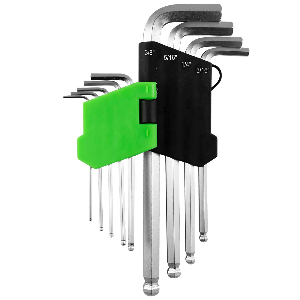 9 PIECES HEXAGONAL KEY SET SAE WITH ROUND TIP