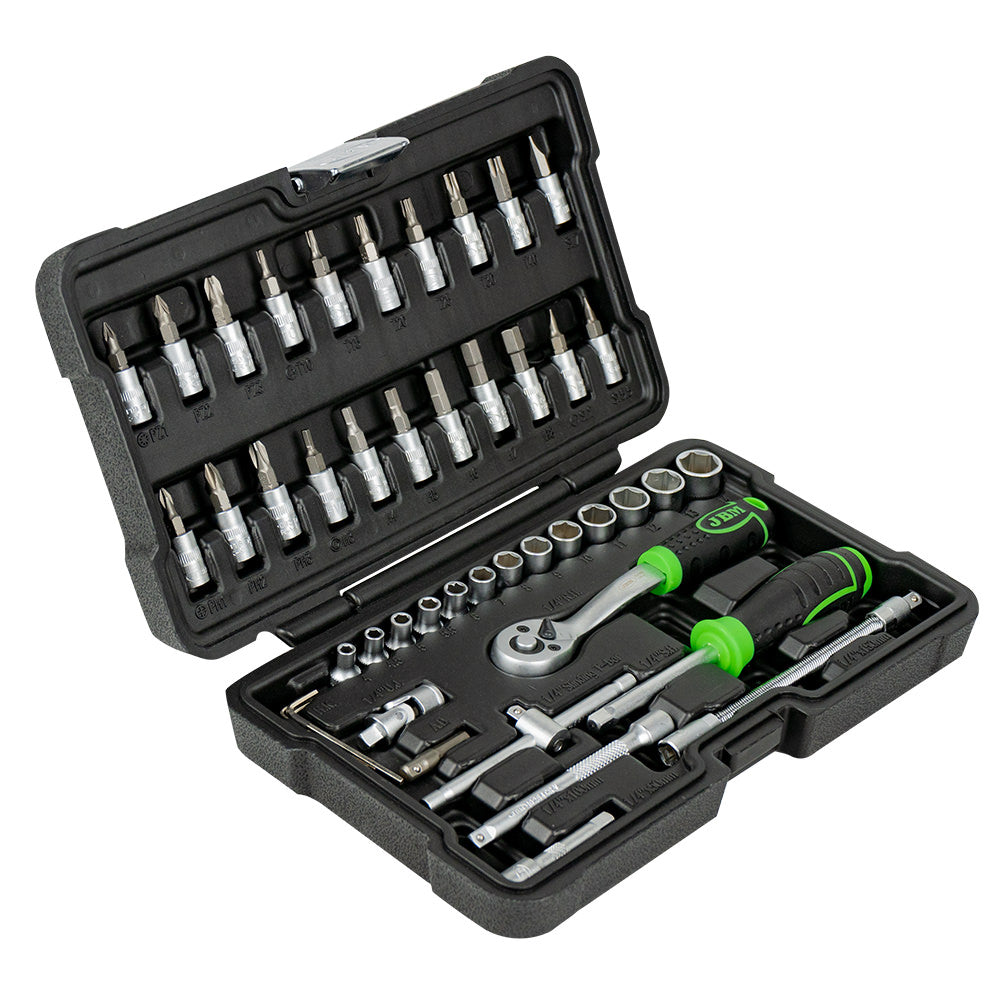 46 PIECES TOOL CASE WITH 1/4" HEX SOCKETS - ZINC FINISH