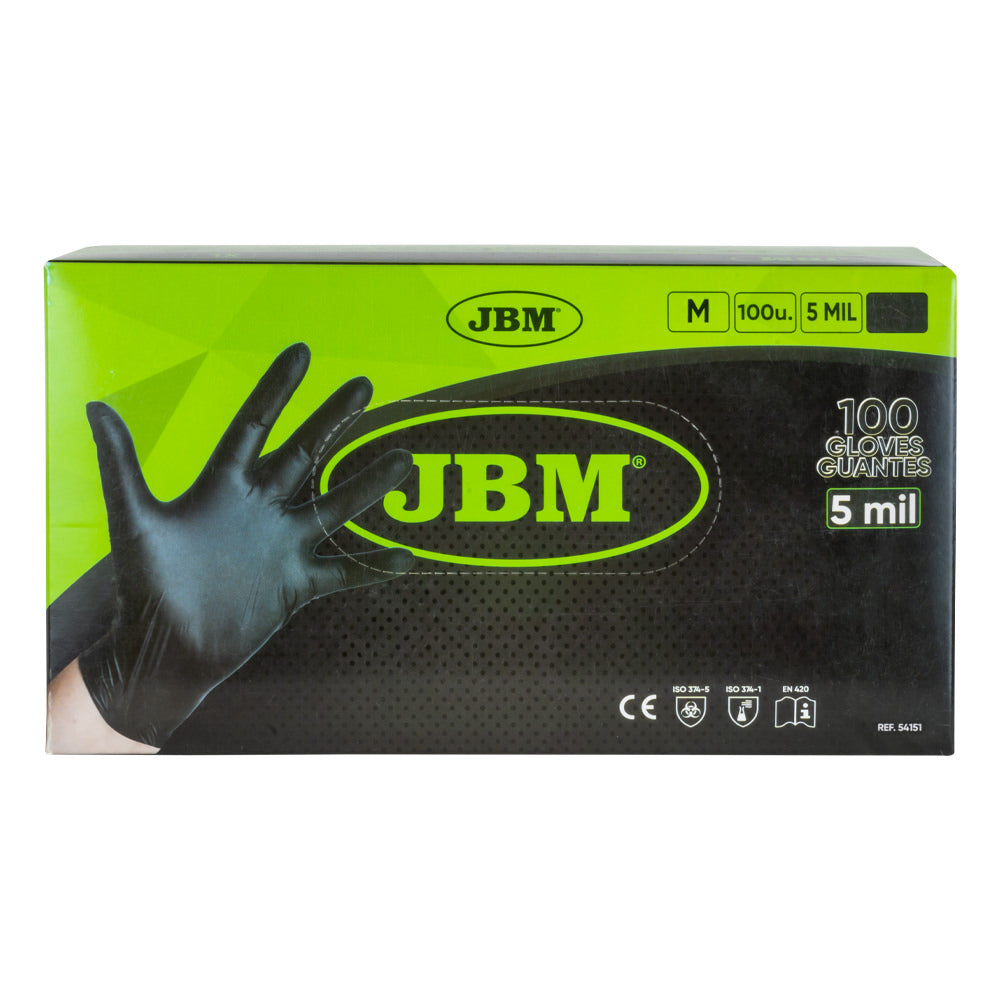 DISPOSABLE BLACK NITRILE GLOVES T.M 5MIL