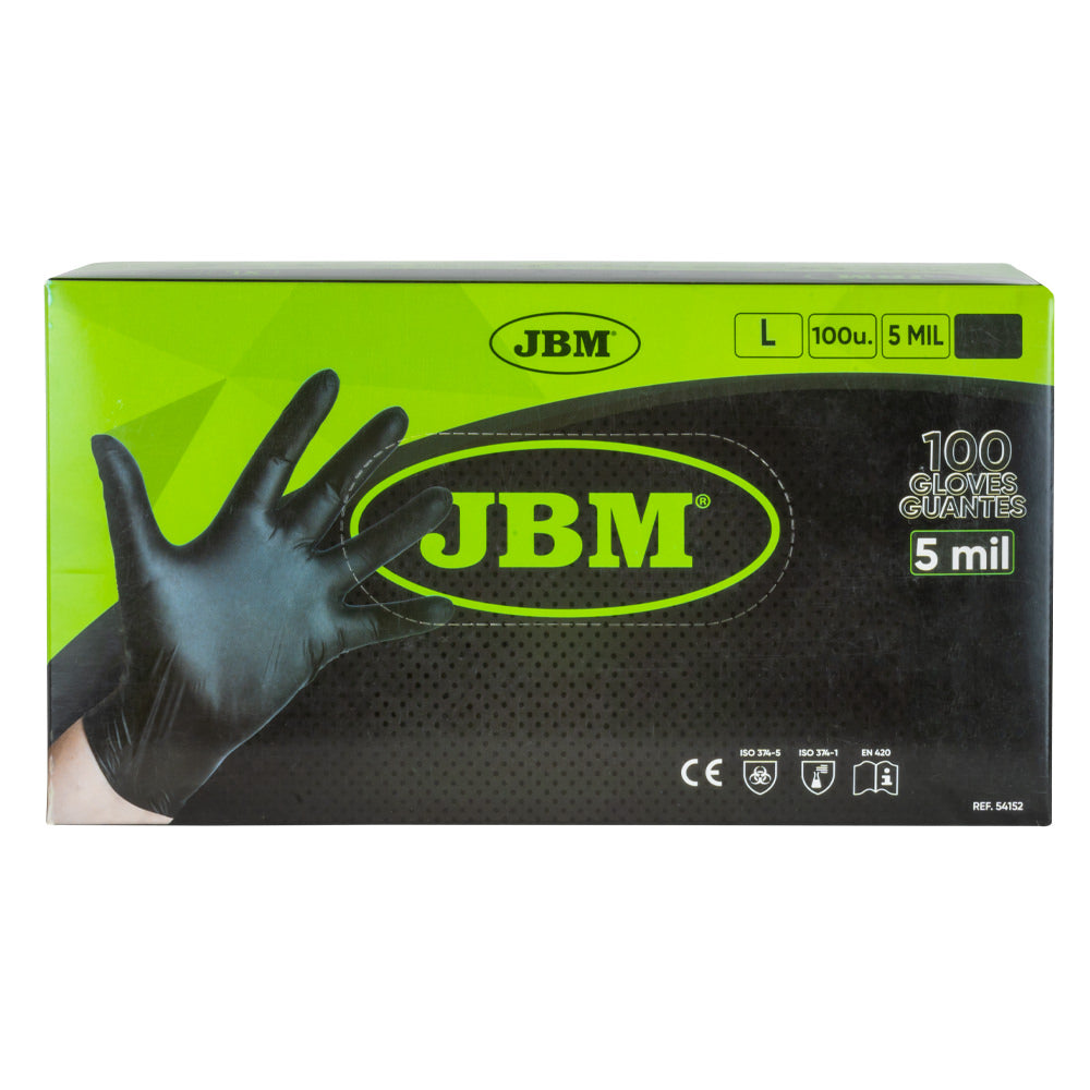 DISPOSABLE BLACK NITRILE GLOVES T.L 5MIL