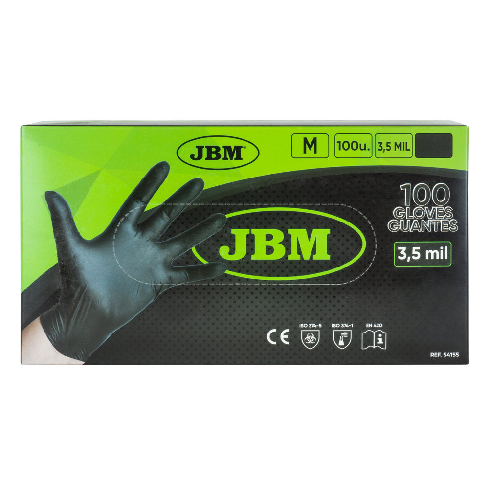 DISPOSABLE BLACK NITRILE GLOVES T.M 3.5MIL