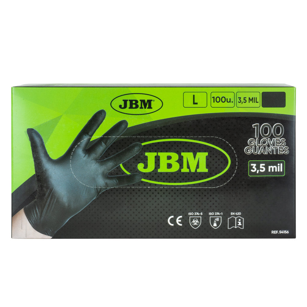 DISPOSABLE BLACK NITRILE GLOVES T.L 3.5MIL