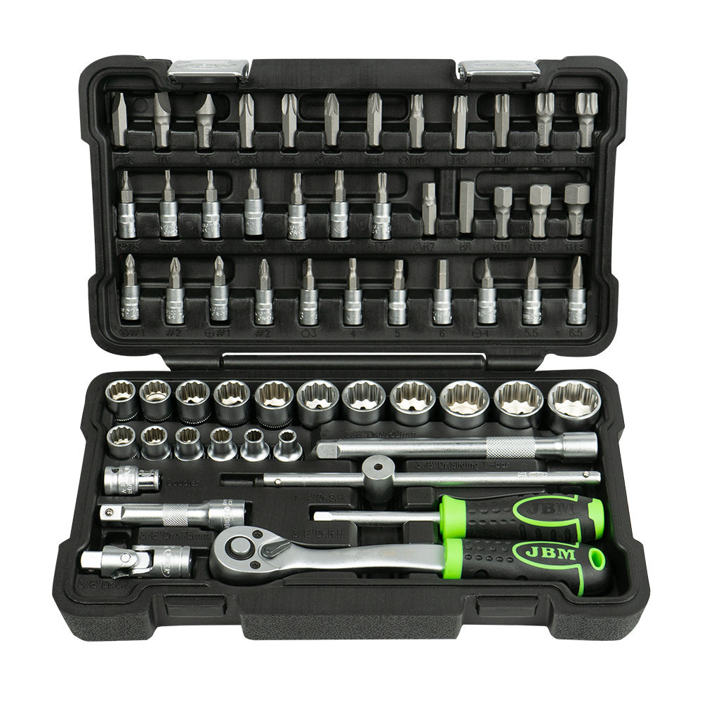 59 PIECES TOOL CASE WITH 3/8" 12-EDGE SOCKETS - ZINC FINISH