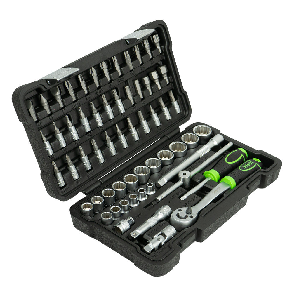 59 PIECES TOOL CASE WITH 3/8" 12-EDGE SOCKETS - ZINC FINISH