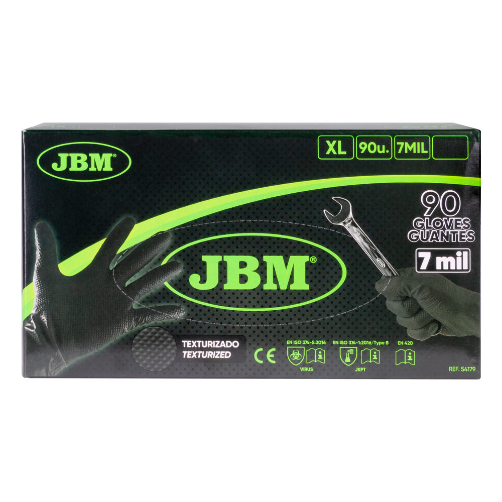 DISPOSABLE BLACK NITRILE GLOVES T. XL 7,0MIL (90 PCS) DIAMOND TEXTURE
