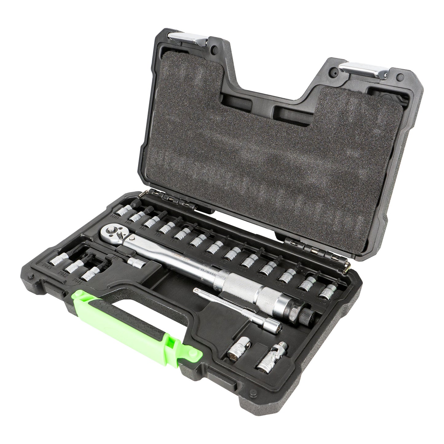 TORQUE WRENCH 1/4" 5-25NM WITH 20 EXTRA PIECES