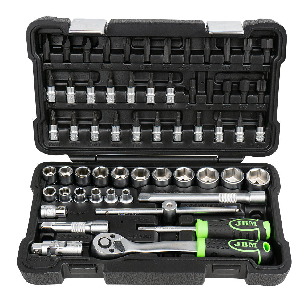 59 PIECES TOOL CASE WITH 3/8" HEX SOCKETS - ZINC FINISH