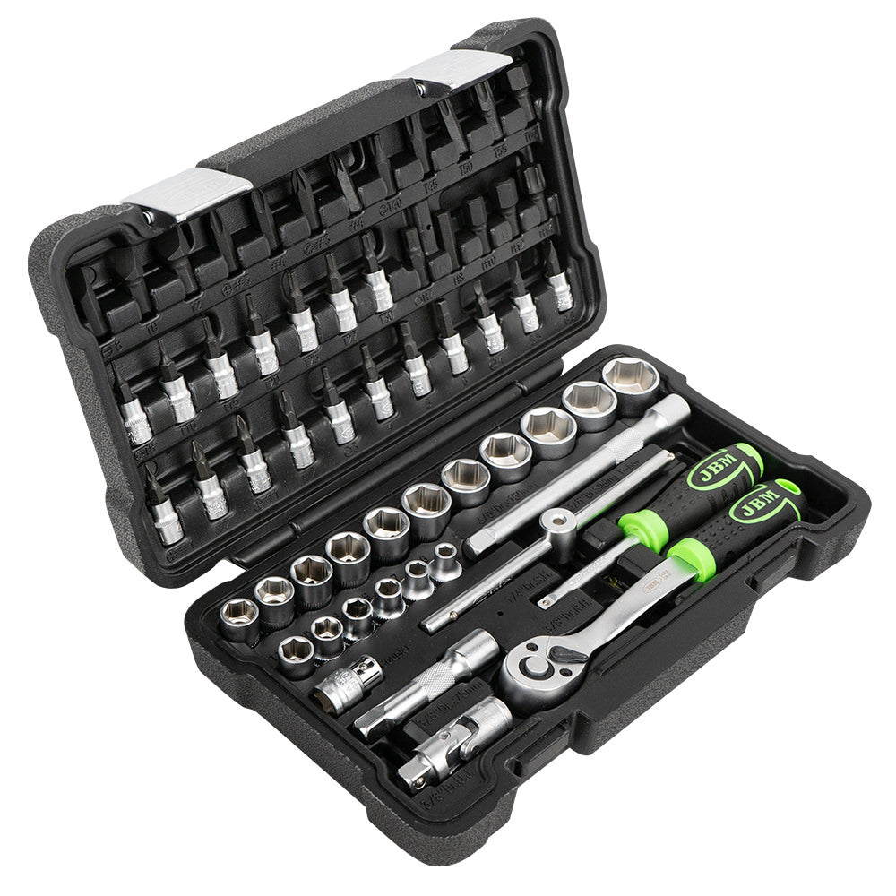 59 PIECES TOOL CASE WITH 3/8" HEX SOCKETS - ZINC FINISH