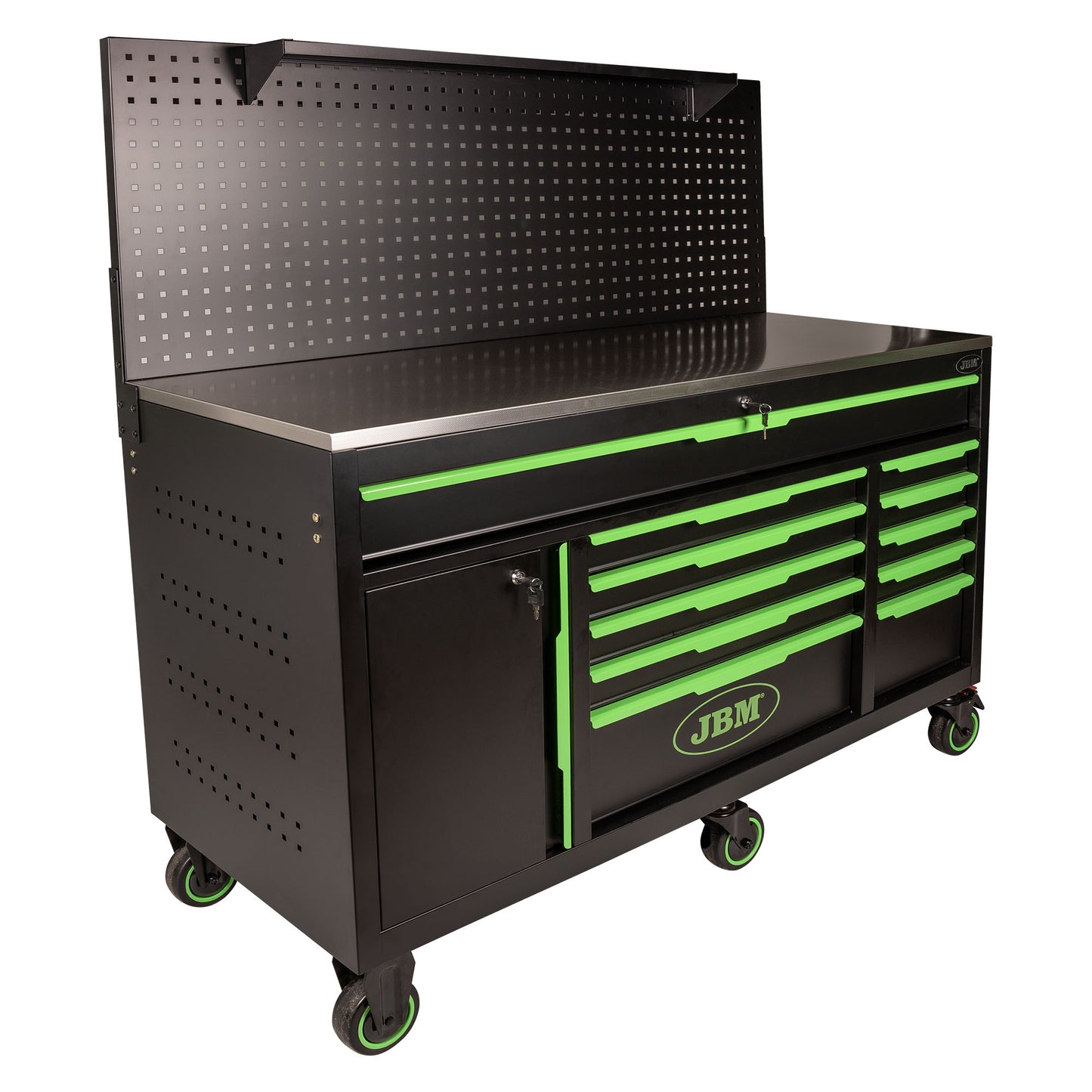 11 DRAWERS TOOL TROLLEY WITH PERFORATED PANEL
