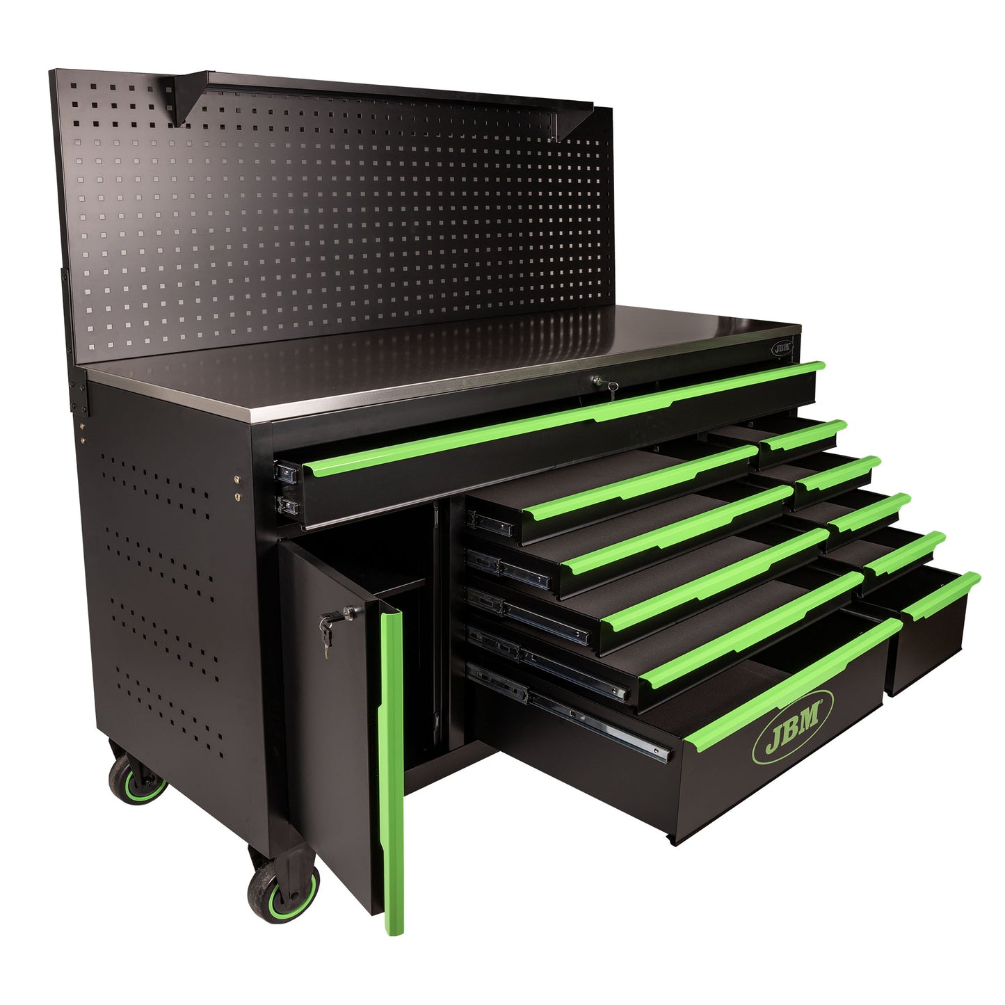 11 DRAWERS TOOL TROLLEY WITH PERFORATED PANEL