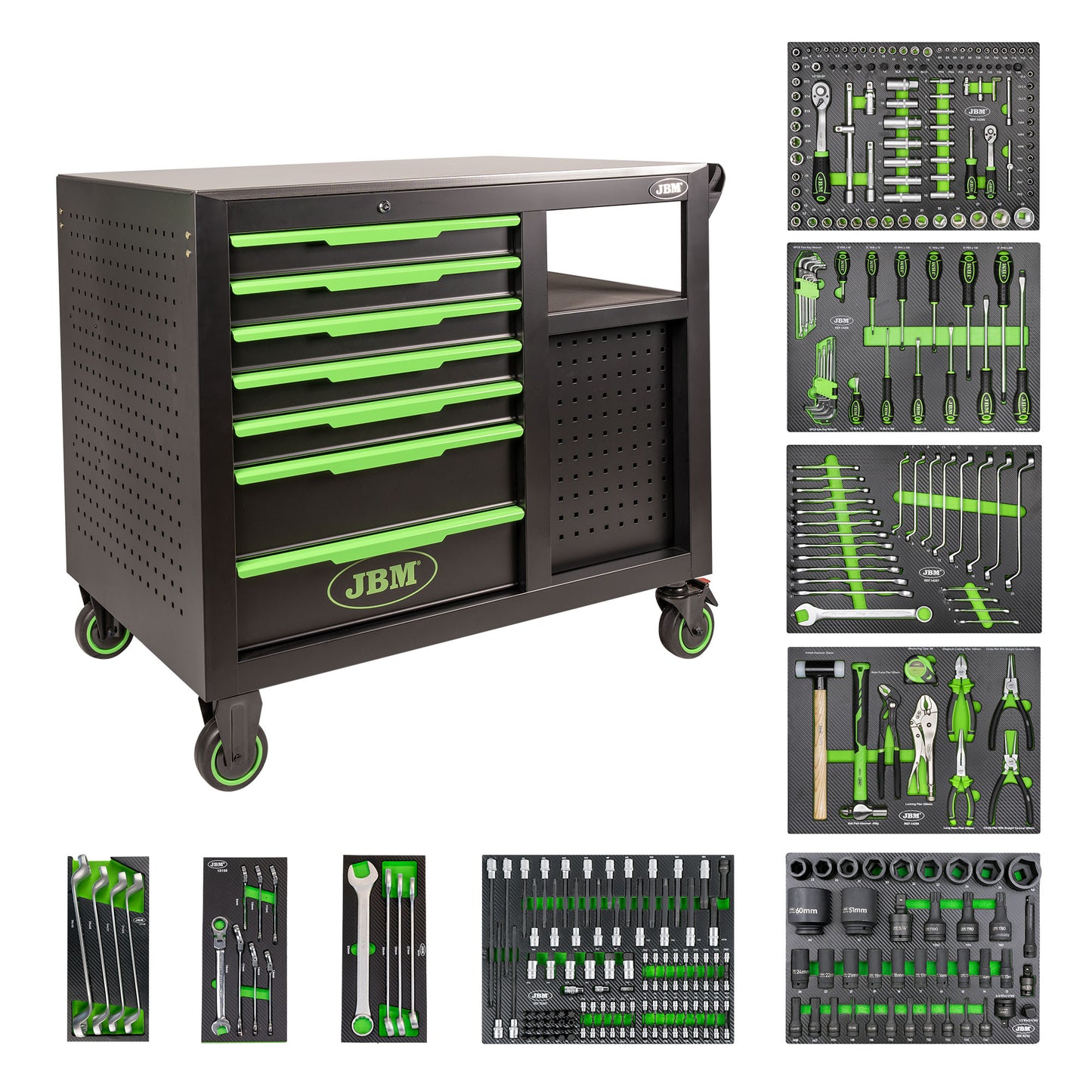 7 FRONTAL DRAWERS 4 LATERAL DRAWERS TOOL TROLLEY - ASSEMBLED WITH TOOLS