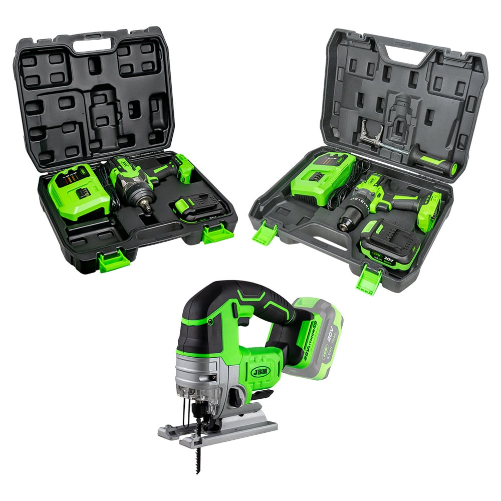 60047C DOUBLE SPEED IMPACT DRILL + 60044C 1/2" IMPACT WRENCH + 60010 JIG SAW