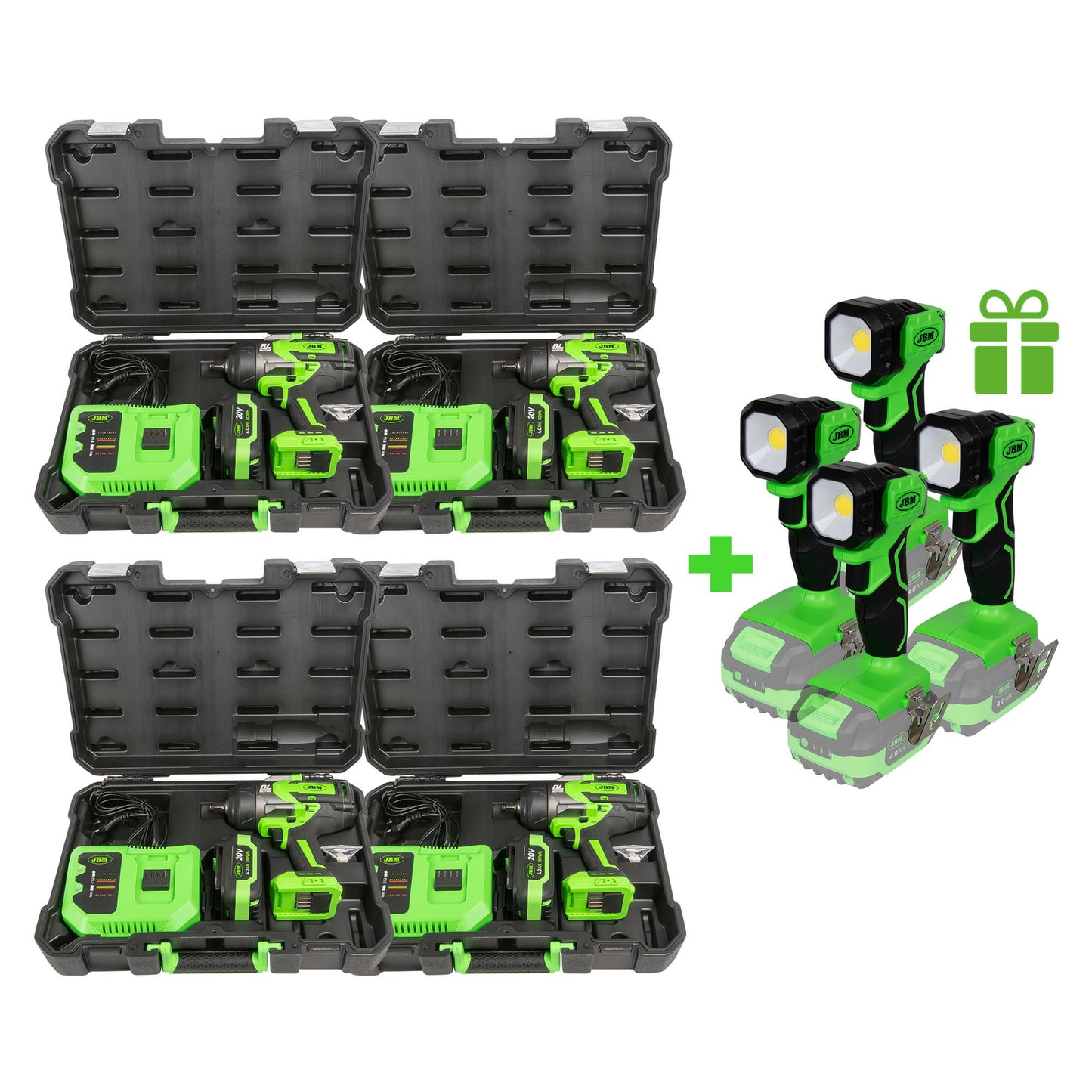4 X 60044C 1/2" 1300NM BRUSHLESS IMPACT WRENCH + 4 X LED LIGHT 60035 FOR GIFT