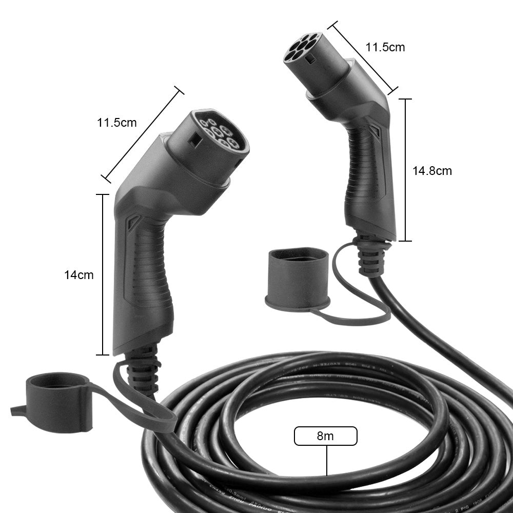 ELECTRIC CAR CHARGING CABLE, 22KW, 32 A, TYPE 2 TO TYPE 2 (THREE-PHASE)
