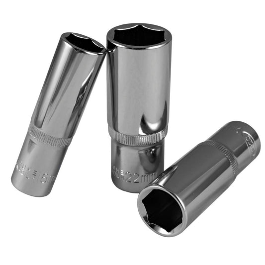1/2" 75MM LONG HEX SOCKET, 22MM - CHROMED