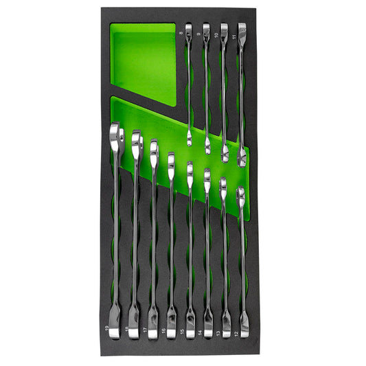 12 PCS COMBINATION RATCHET WRENCH SET IN EVA TRAY