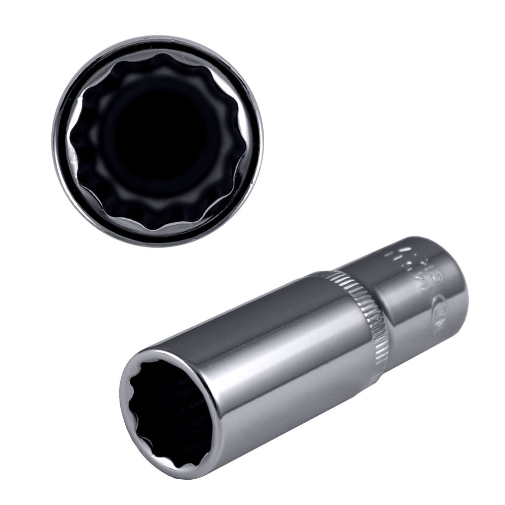 1/2" 75MM LONG 12-POINTS SOCKET, 18MM - CHROMED
