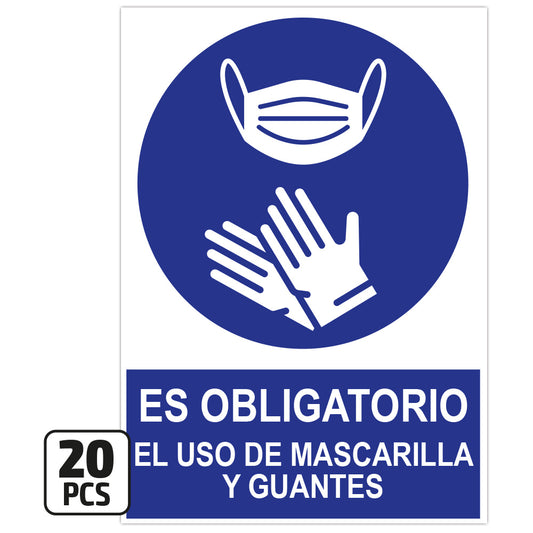 20PCS POSTER PACK "THE USE OF THE MASK AND GLOVES IS MANDATORY"