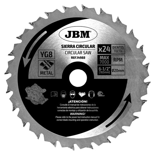 CIRCULAR SAW BLADE 24T 165MM FOR METAL FOR REF. 60007