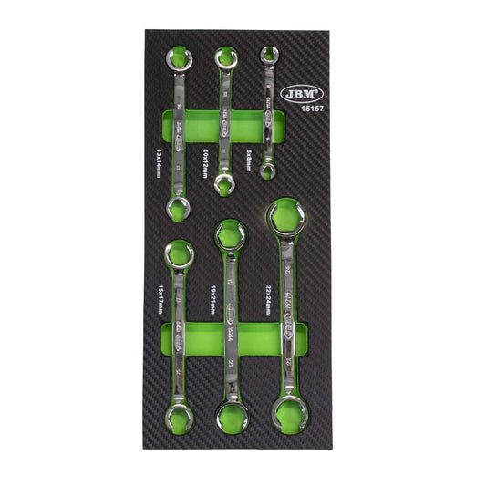 6 PCS FLARE NUT WRENCH SET IN CARBON FIBER FINISH EVA TRAY - MIRROR FINISH