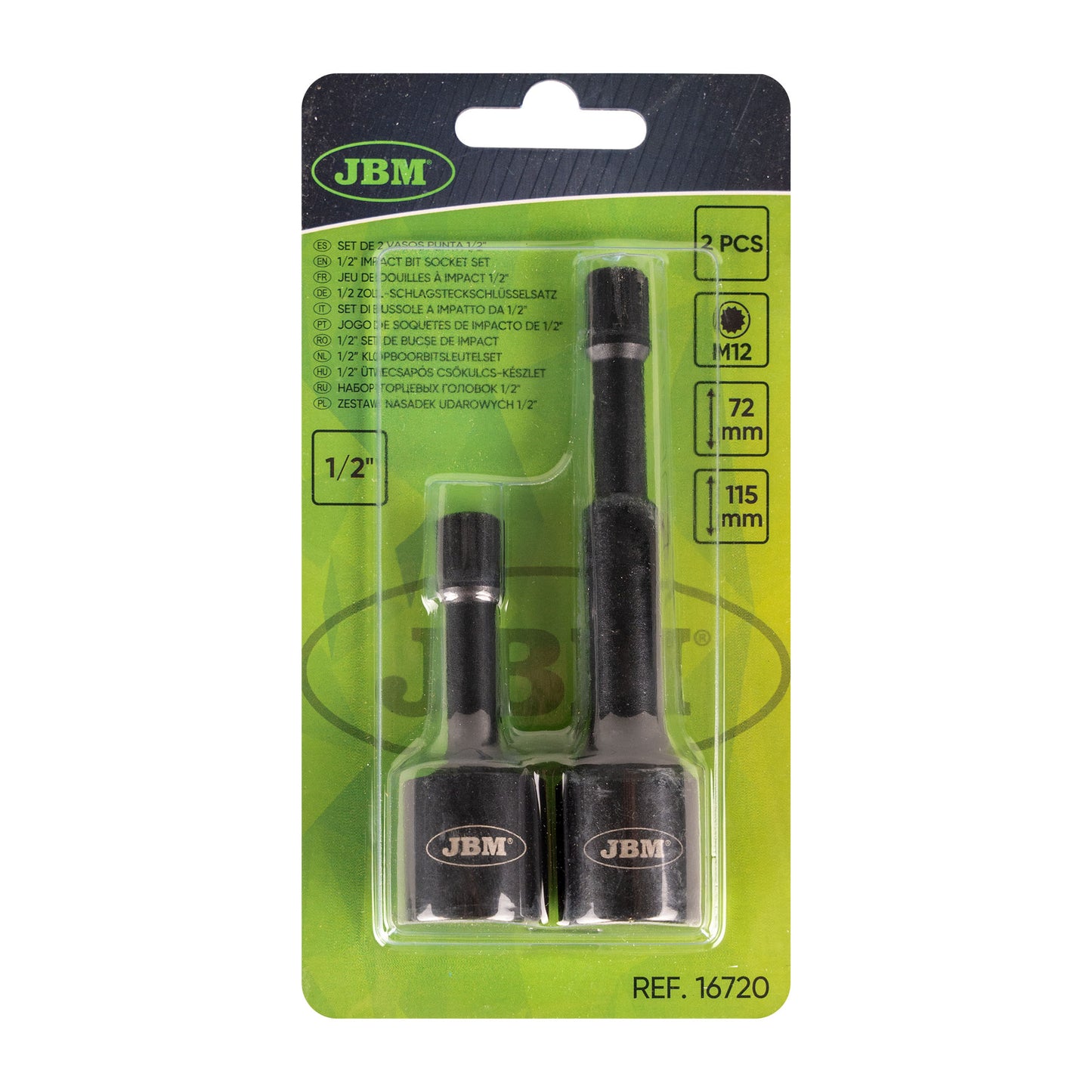 1/2" IMPACT BIT SOCKET SET FOR SPLINE (XZN) SCREWS, 2 PCS