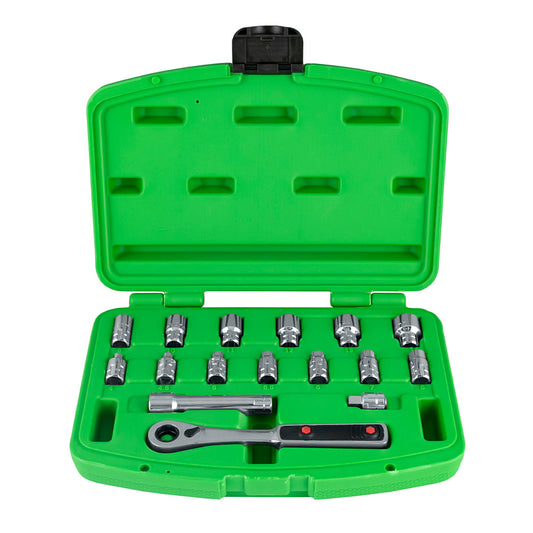 16 PIECES GO-THROUGH SOCKET SET - CHROME FINISH