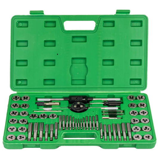 METRIC CASE WITH 60 PIECES OF COMBINED METRIC AND IMPERIAL TAPS AND DIES