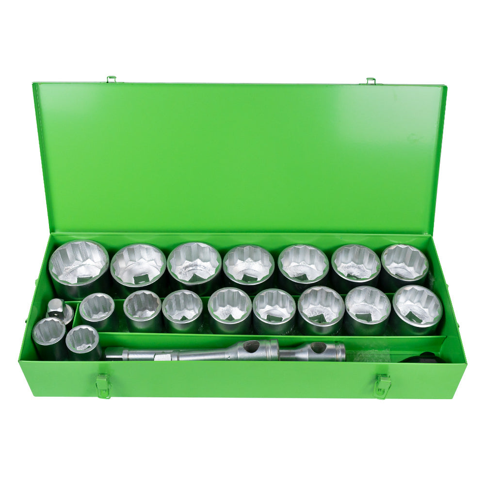 21 PIECES METAL CASE WITH 1"  12-POINT AUTOCLAVE - ZINC FINISH