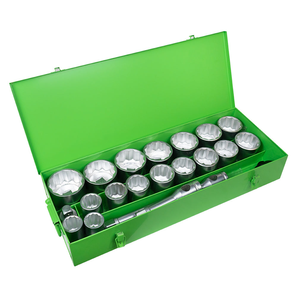 21 PIECES METAL CASE WITH 1"  12-POINT AUTOCLAVE - ZINC FINISH