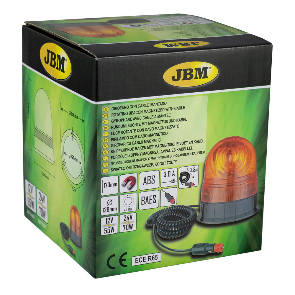 MAGNETIC BASE ROTATING BEACON WITH COILED CABLE H1 12V-55W