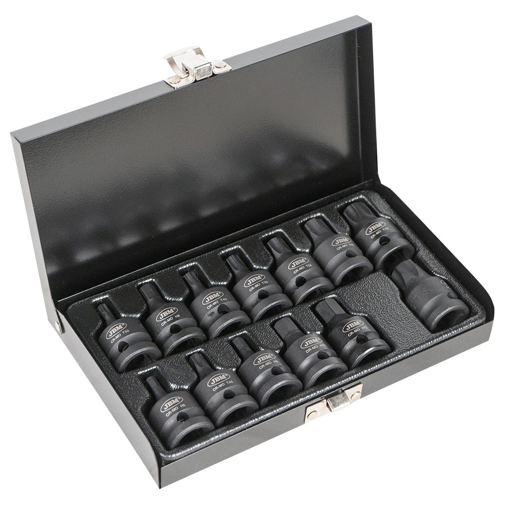 13 PIECE 1/2" HEXAGONAL AND TORX  IMPACT BIT SET