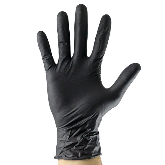 DISPOSABLE BLACK NITRILE GLOVES T.L  3.5MIL