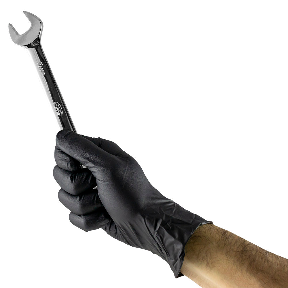 DISPOSABLE BLACK NITRILE GLOVES L SIZE 5MIL