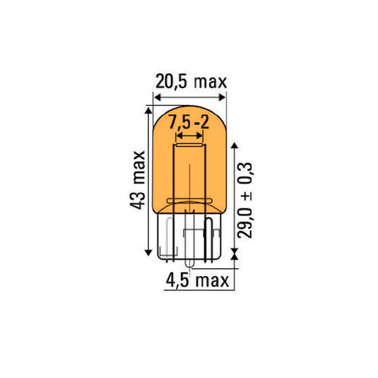 OBN WEDGE LAMP 21W 12V T20 AMBAR