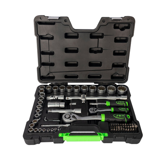 74 PIECES TOOL CASE WITH 12-EDGED SOCKETS - ZINC FINISH