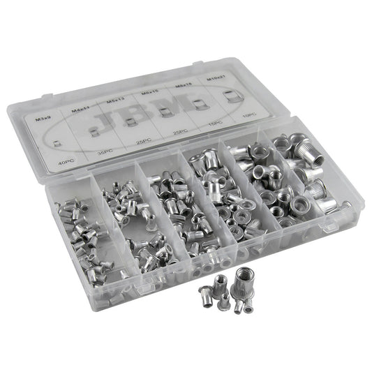 ALUMINIUM KNURLED RIVET NUT ASSORTMENT 150PCS