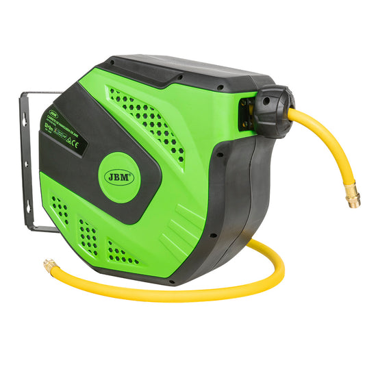 13M AIR HOSE REEL WITH RETRACTABLE - GREEN